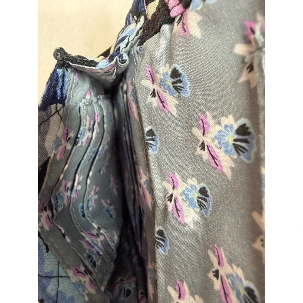 Vera Bradley Quilted‎ Cotton Floral Crossbody Bag Blue Purple Black Travel Purse